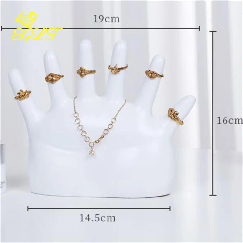 Resin Spray Paint Six Finger Palm Jewelry Rack Ring Necklace Storage Rack Decoration Props Jewelry Display Jewlery Organizer