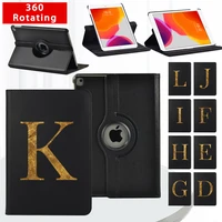 360 degrees rotating tablet case for apple ipad 5th6th7th8th genipad 2 3 4 mini 4 5 simple 26 letter pattern smart cover