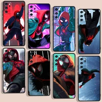 anime art marvel spider man phone case for huawei p10 p20 p30 p40 p50 lite pro 2019 plus lite e black luxury silicone back soft