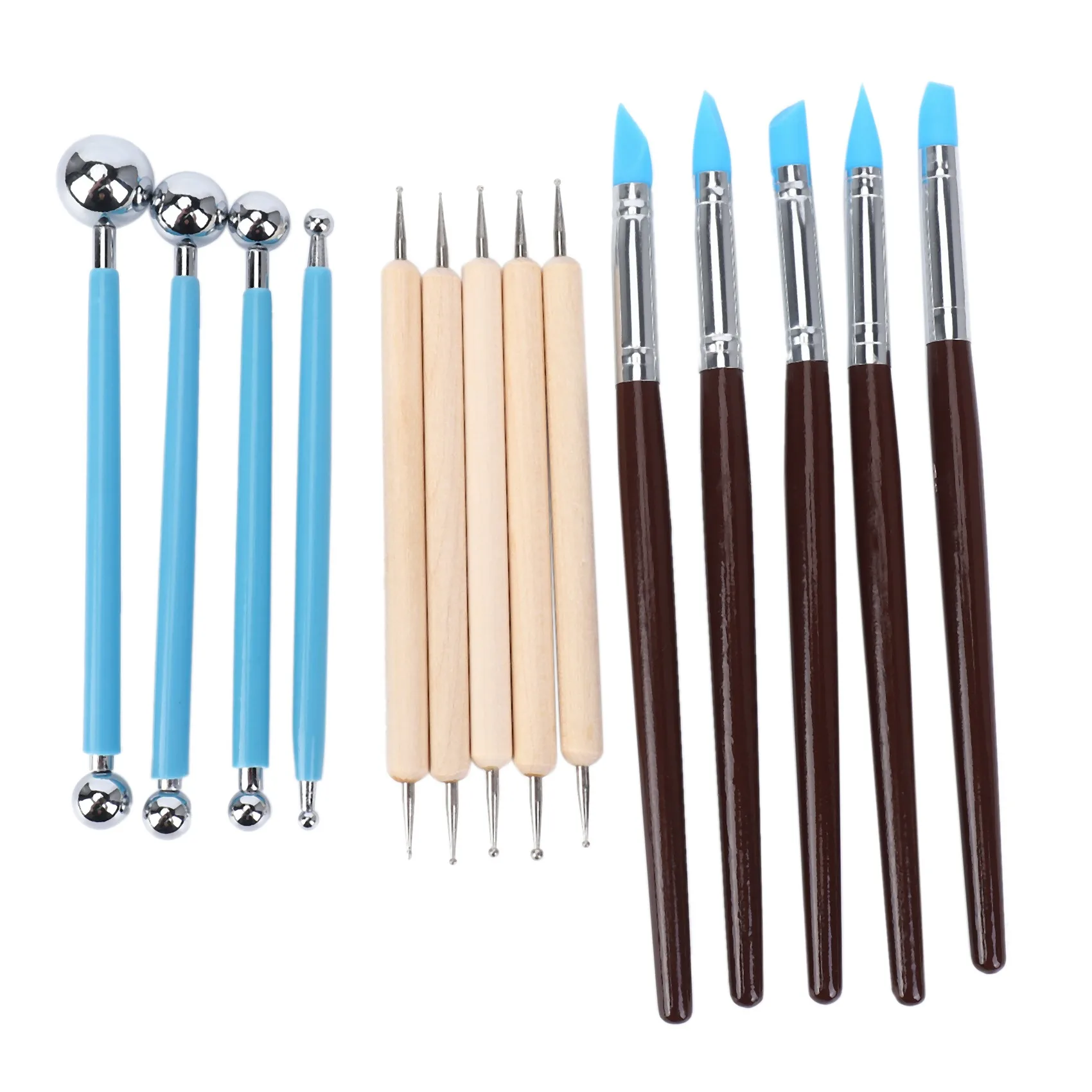14PCS Polymer Pottery Clay Sculpting Modelling Sit Ball Stylus Nail Art Dotting Tools Rubber Tipped Ceramic Carving Kit for D