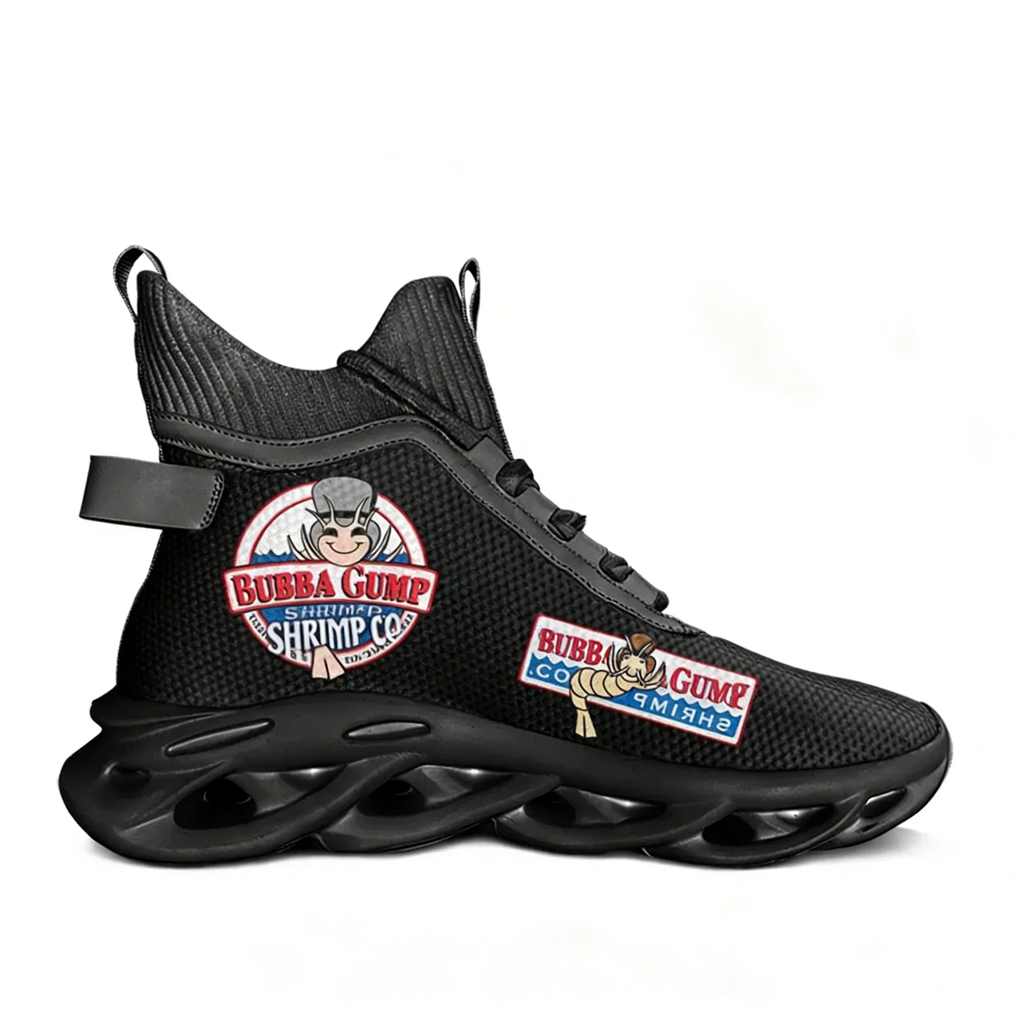 Фото Ретро-кроссовки Bubba Gump Shrimp High Top Flats 1994 года, в стиле Форреста Гампа, для мужчин и женщин, спортивные, для хайкинга, бега, путешествий, на заказ №2