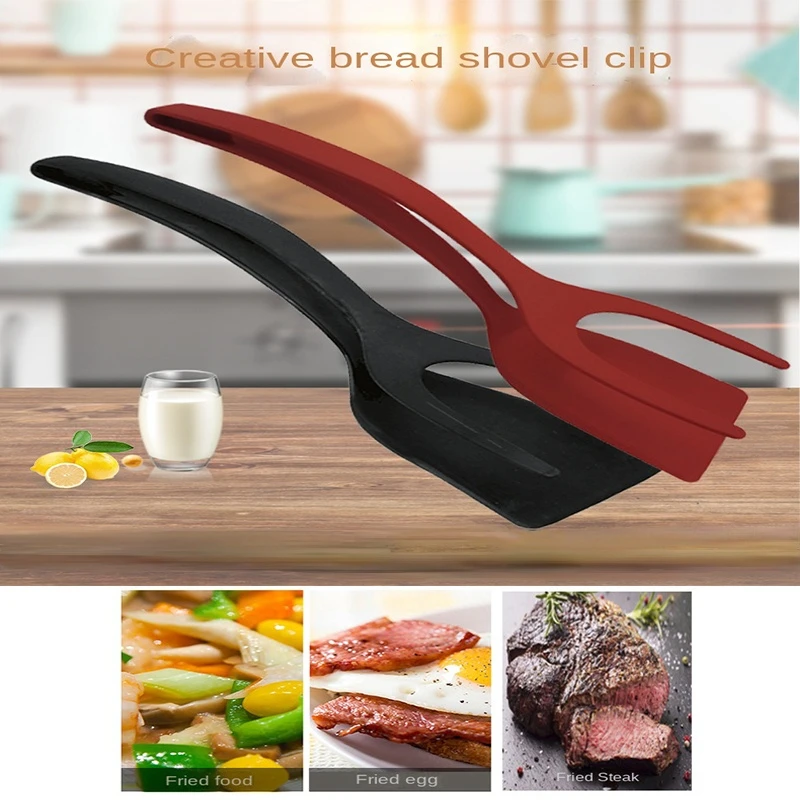 

2-in-1 Kitchen Gadget Sets Omelette Spatula Kitchen Silicone Spatula For Toast Pancake Egg Kitchen Accessories Flip Tongs