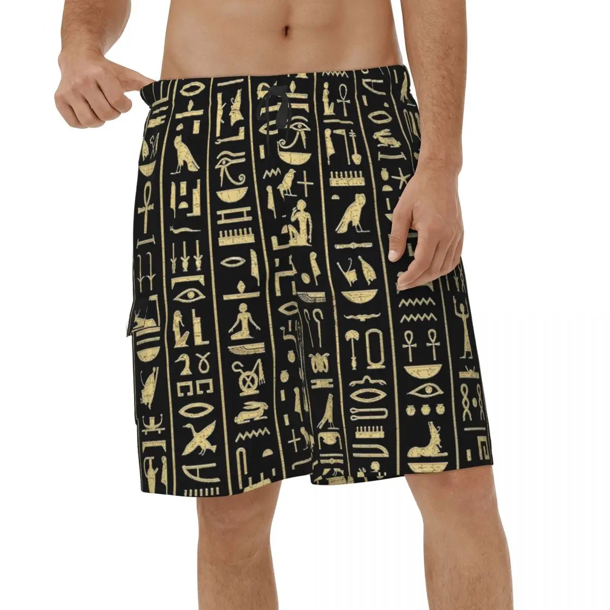 

Новые летние мужские пляжные шорты Hieroglyphics, египетские мужские пляжные шорты