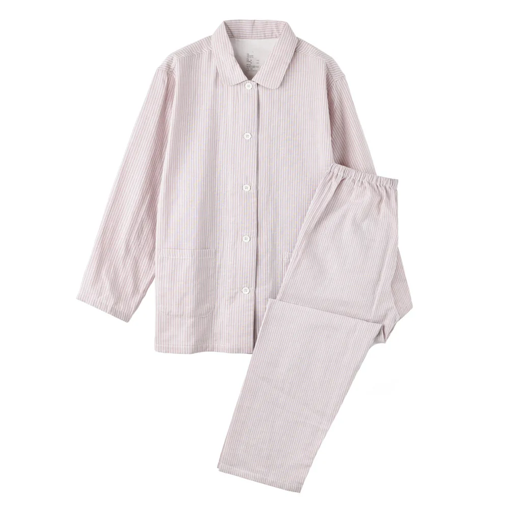 

2PCS Couple Cotton Pajamas Sets Striped Spring Pyjamas Suit Soft Turn-Down Collar Sleepwear Nightwear Casual M-XL Home Clothes