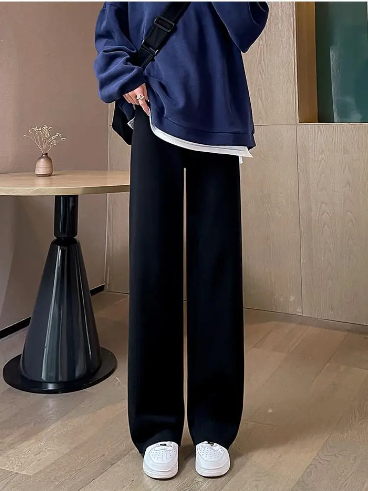 Спортивные брюки для женщин прямые свободные с широкими штанинами повседневные