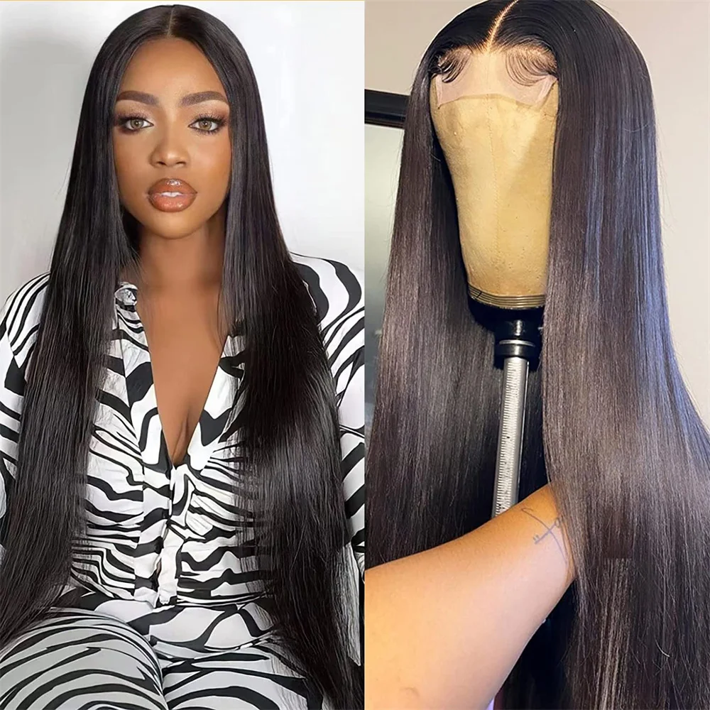 

Malaysian Bone Straight Human Hair Wigs Pre Plucked 4x4 Lace Closure Wig with Baby Hair 4x1 T Part Lace Wigs For Women 150% Remy