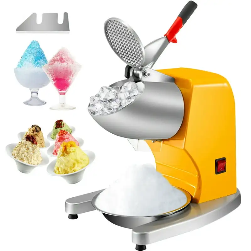 

Electric Ice Shaver Crusher Snow Cone Maker Machine with Dual Stainless Steel Blades 210lbs/H Shaved Ice Machine 300W 1450 RPM w