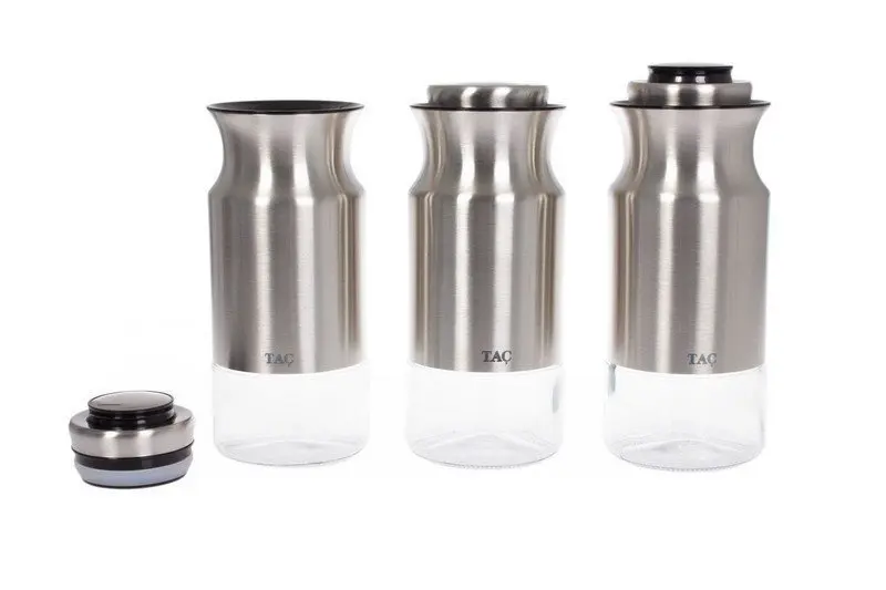 A set of cans for bulk products TAC M (3 pcs) silver 1000 ml TK 0334 | Дом и сад