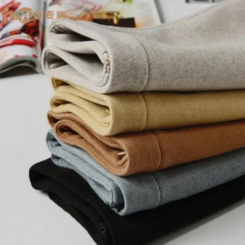 Женская шерстяная мини-юбка трапециевидная с запахом