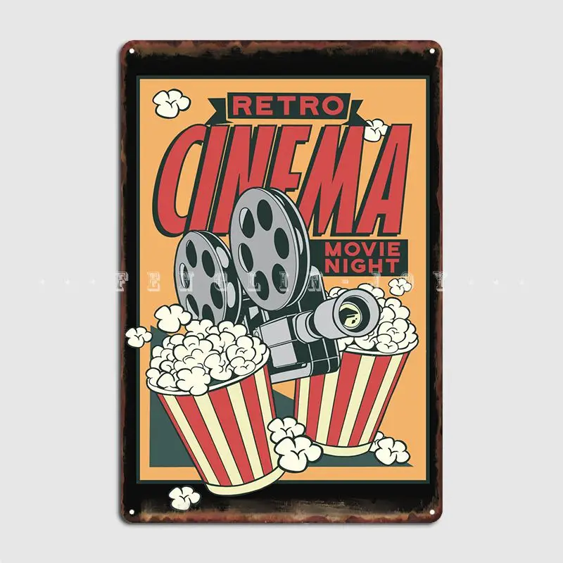 

Ретро кинотеатр Cinephile 80-х металлическая вывеска Декор для дома и клуба гаража Персонализированная гостиная жестяная вывеска постер