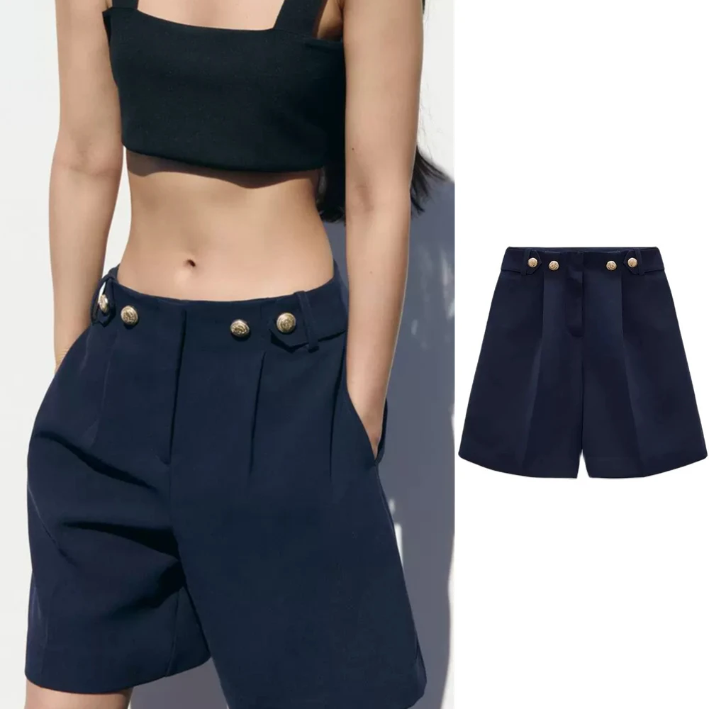 

Женские повседневные шорты UNIZERA, летние универсальные золотистые декоративные шорты с высокой талией, 8073020