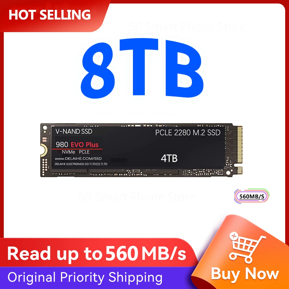 

Original 980 EVO Plus SSD NVME M2 1TB 2TB M.2 2280 PCIe 4.0 Hard Drive Disk 3.0 Internal Solid State for PlayStation 5/Laptop