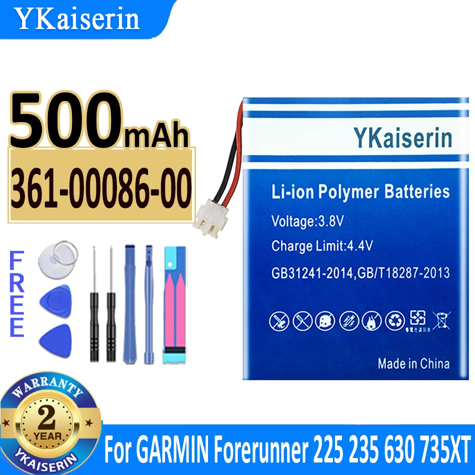 

YKaiserin Battery 361-00086-00 500mAh for GARMIN Forerunner 220 225 230 235 235J 620 630 735XT Instinct Solar Bateria