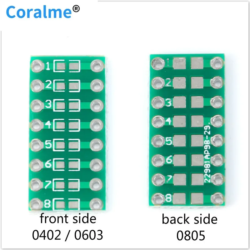 

10pcs SMT DIP Adapter Converter 0805 0603 0402 Capacitor Resistor LED Pinboard FR4 PCB Board 2.54mm Pitch SMD SMT Turn To DIP