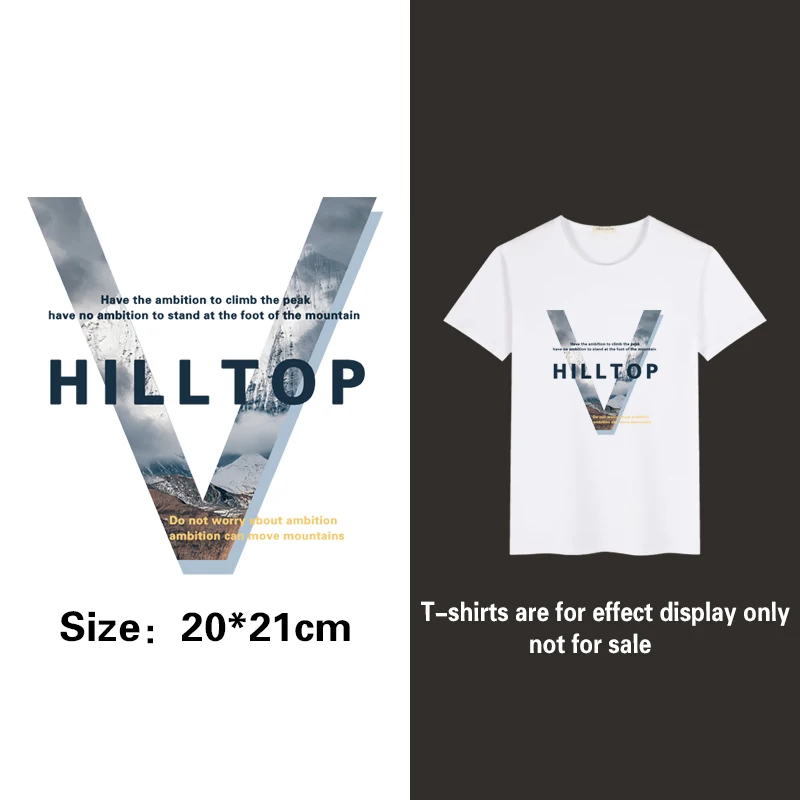 

Men's snow mountain fashion letter iron patch DIY heat transfer clothing T-shirt heat transfer sticker decorative printing
