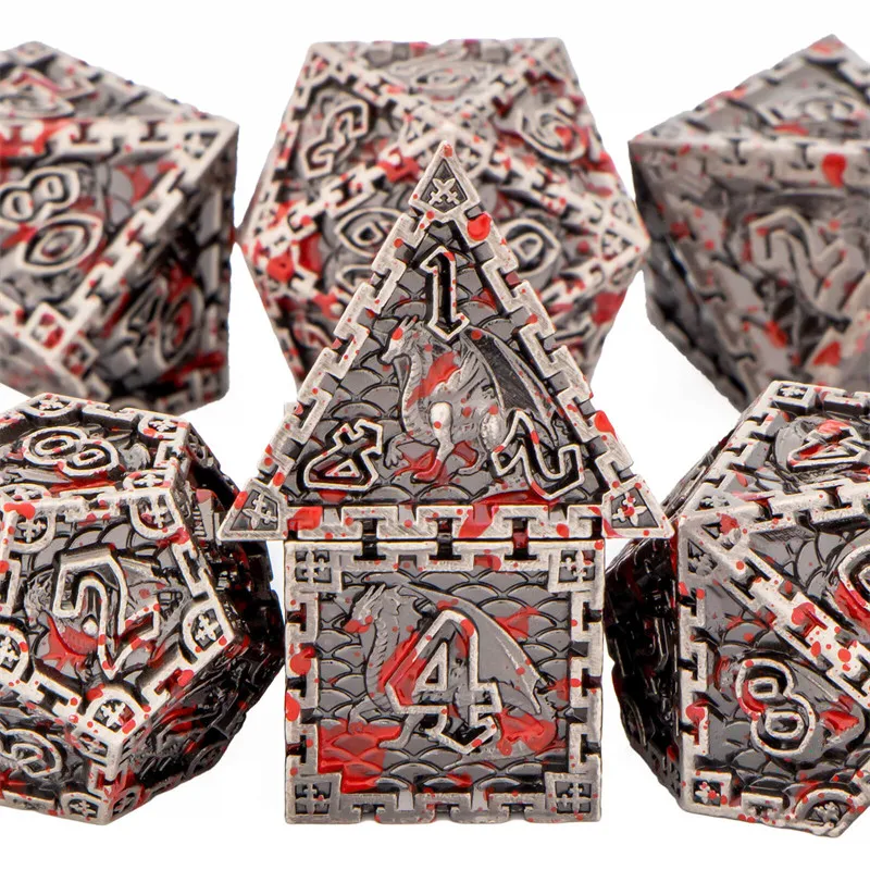 

7pcs Dnd Metal Dice Set Dungeon And Dragon D&d D+d Dices Set D20 D12 D10 D% D8 D6 D4 RPG MTG Table Games Polyhedral Dice