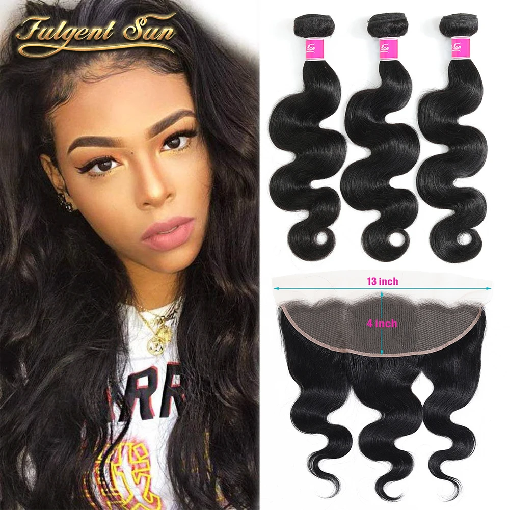 

Body Wave Bundles With Frontal Brazilian Natural Hair Bundles With Frontal 13x4 Lace Frontal Human Hair Bundles With Frontal