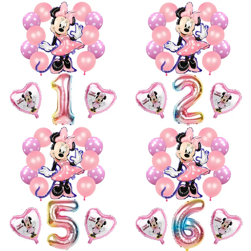 

Disney Mickey Mouse Theme Standing Minnie Digital Balloon Set for Children's Birthday Party Decoration