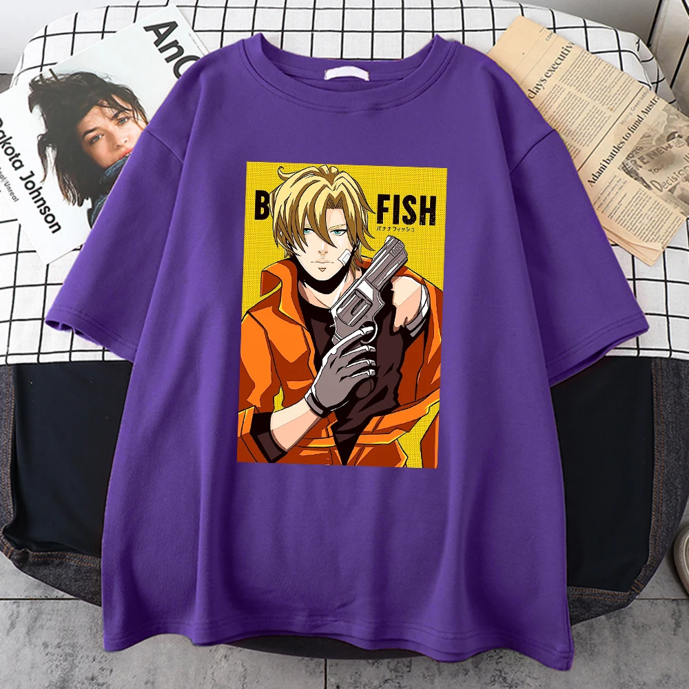 

Japanese Cartoon Banana Fish Printing Clothes Casual Vintage T-Shirts Crewneck S-Xxxl Man T Shirts Oversized Soft T-Shirt Men'S