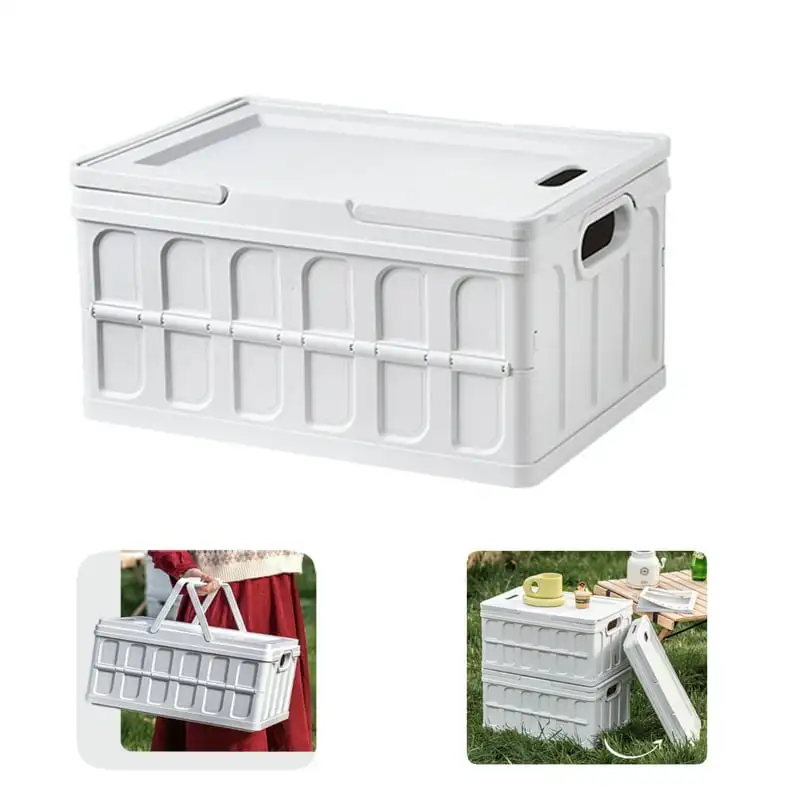 

Водонепроницаемая Корзина для пикника на 1 галлон с ручкой для переноски, Большая складная коробка для хранения с крышкой, Штабелируемый контейнер для хранения, белый