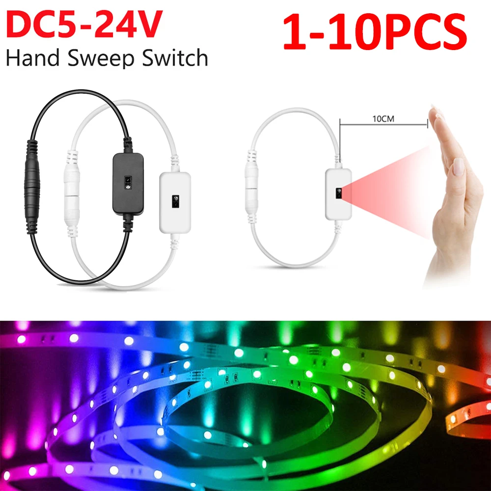 

DC12-24V IR Hand Sweep Motion Sensor Switch Detector 3A Smart Switch Dimmer per LED Strip Light Cabinet Closet Lights 1-10PCS