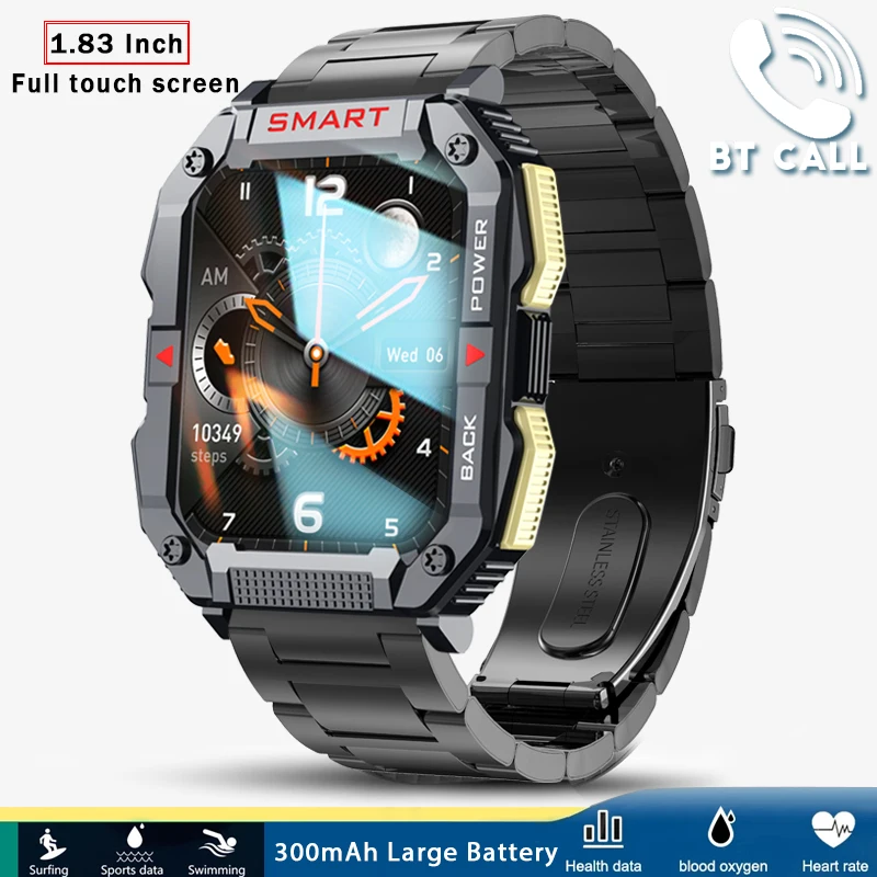 

2023 New Bluetooth Call Smart Watch Men 1.83 Inch HD Screen Waterproof Sport Fitness Tracker Weather Display Man Smartwatch Man