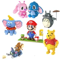 cartoon character magic mini blocks anime building squidward bricks auction figure stitch model toys girls gifts 9007