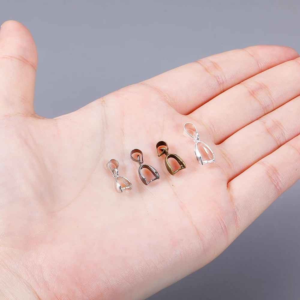 100pcs/lot 5x14mm 6x17mm 8x20mm 6 Colors Plated Pendants Clasps Clips Bails Connectors Copper Charm Bail Beads Jewelry Findings