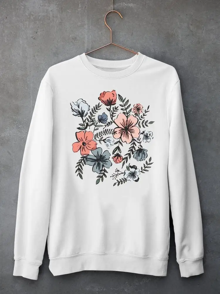 

Watercolor Sweet Flower Print Female Pullovers Women Clothing Ladies Hoodies Casual Woman Autumn Spring Graphic Sweatshirts