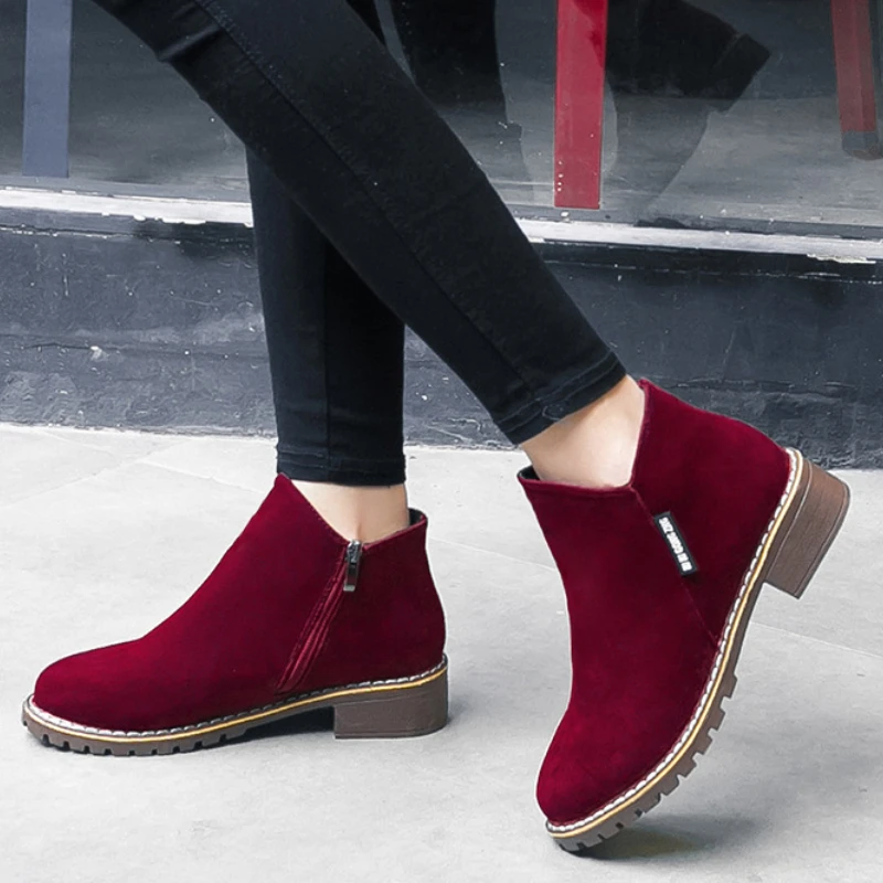 

Women Boots 2022 Autumn Winter Boots Female Shoes Brand Ladies Ankle Boots Heels Shoes Woman Suede Leather Boots