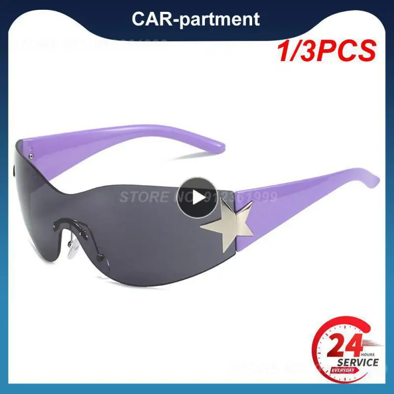 

1/3PCS Oversized Y2K Rimless Sunglass Women Men Trendy Wrap Around Sunglasses Punk One Piece Goggles Sports Sun Glass Shades