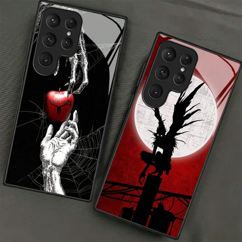 Фото Чехол для телефона N-Notes D-Deaths Anime Ryuk из закаленного стекла для Samsung Galaxy S24 S25 S26 Ultra Edge S23 FE S22 Plus S21 + S20, ударопрочный №1