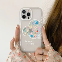 candy color little flower print phone bumper coque case for iphone 11 12 13 i13 iphone13 pro x xs max xr soft clear back cover