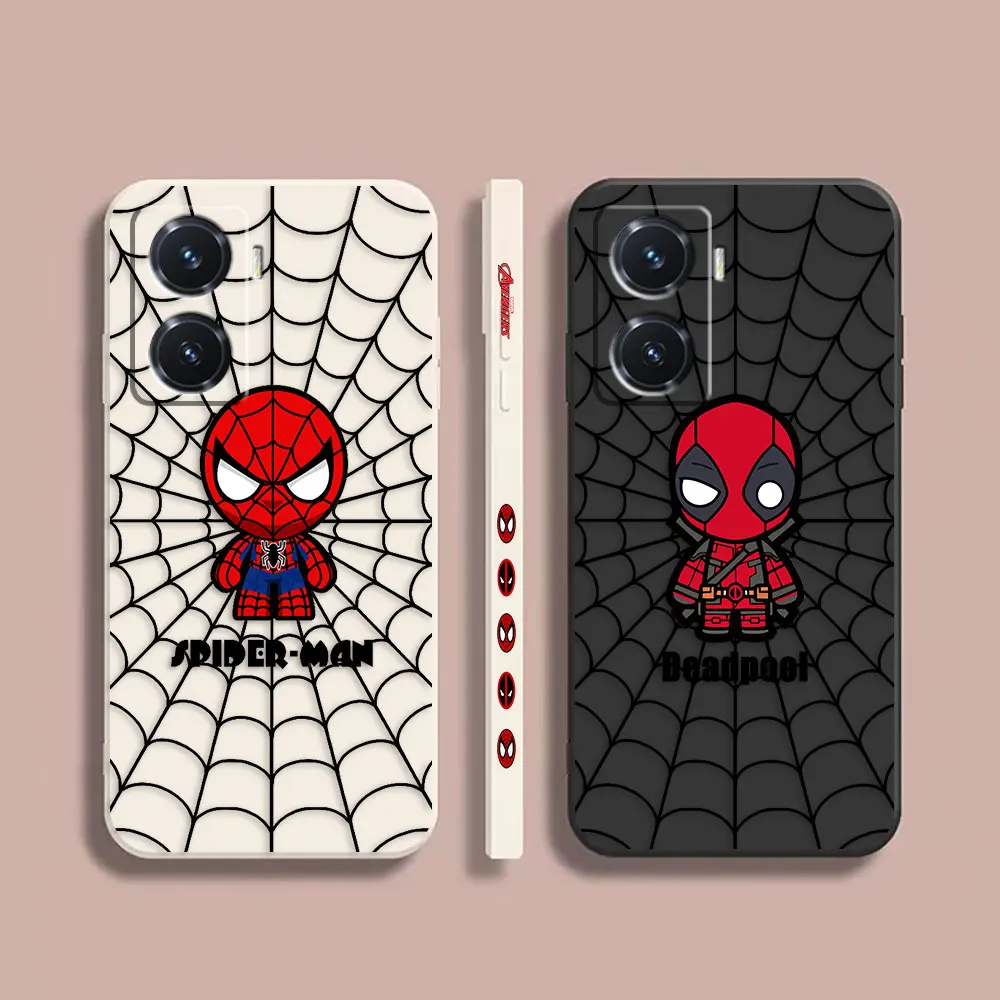 

Case For VIVO Y55 Y52S Y53S Y66 Y71T Y73S 5G Y85 Y93 Z5X Z6 Colour Simple Liquid Silicone Case Cartoon Spider-Man Deadpool