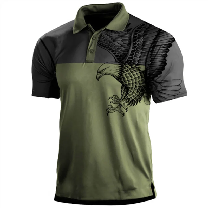Fashion spring and summer camouflage series European and American style popular button polo shirt Men's American flag polo shirt