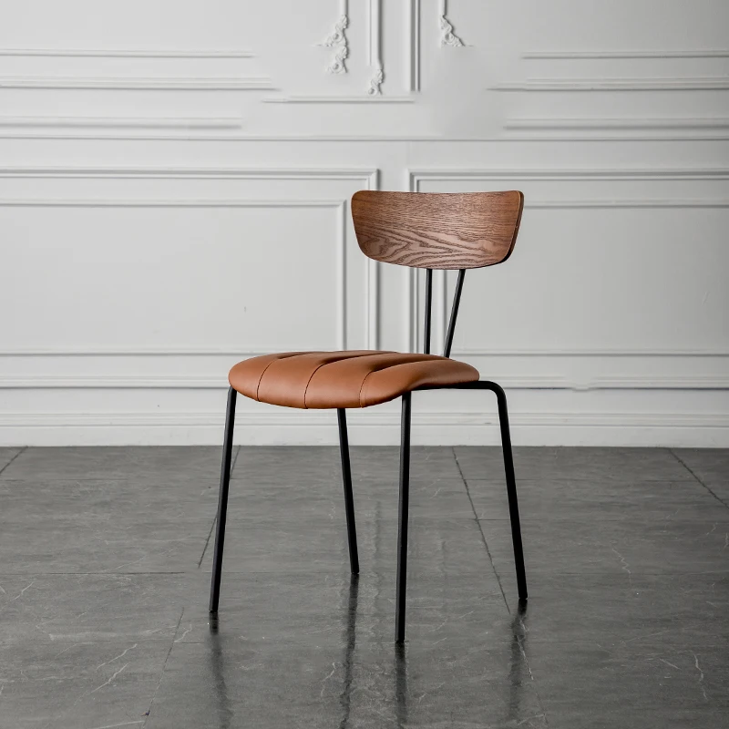 

Dining Room Nordic Chair Design Individual Iron Kitchen Ergonomic Chair Leisure Leather Soft Sillas De Cocina Home Furniture