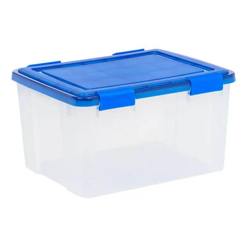 

USA, 46 Quart WeatherPro™ Gasket Clear Plastic Storage Box with Blue Lid