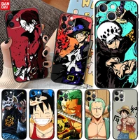 hot anime one piece cartoon for apple iphone 13 12 11 pro max mini xs max x xr 6 7 8 plus 5s 2020 soft silicone black phone case