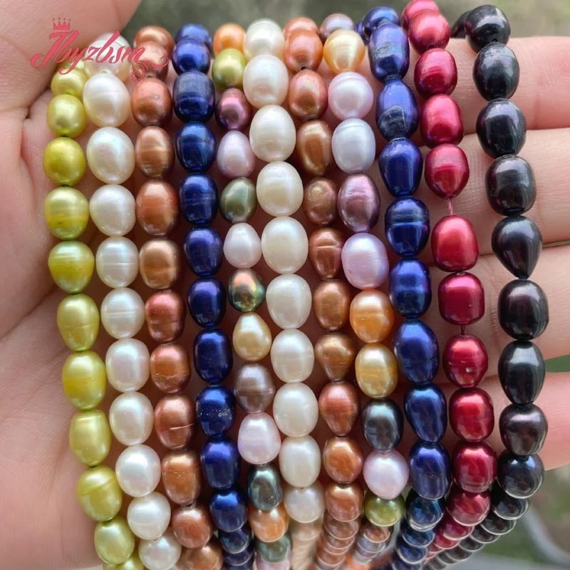 

Natural Freshwater Pearl Beads Oval Loose Stone DIY Strand 15" 5-7mm For Necklace Bracelat Earring Jewelry Making Free shipping