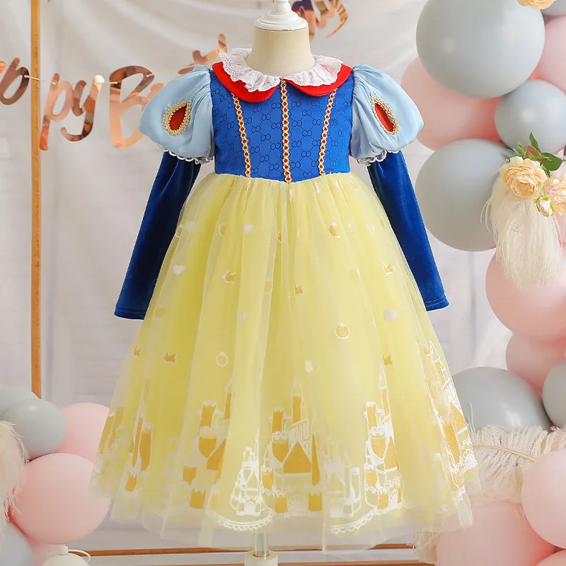 Disney Kids Girls Princess Costume Snow White Fall Sleeve Spring Cosplay Party Dress Children Party Clothes Fancy Teens Clothing