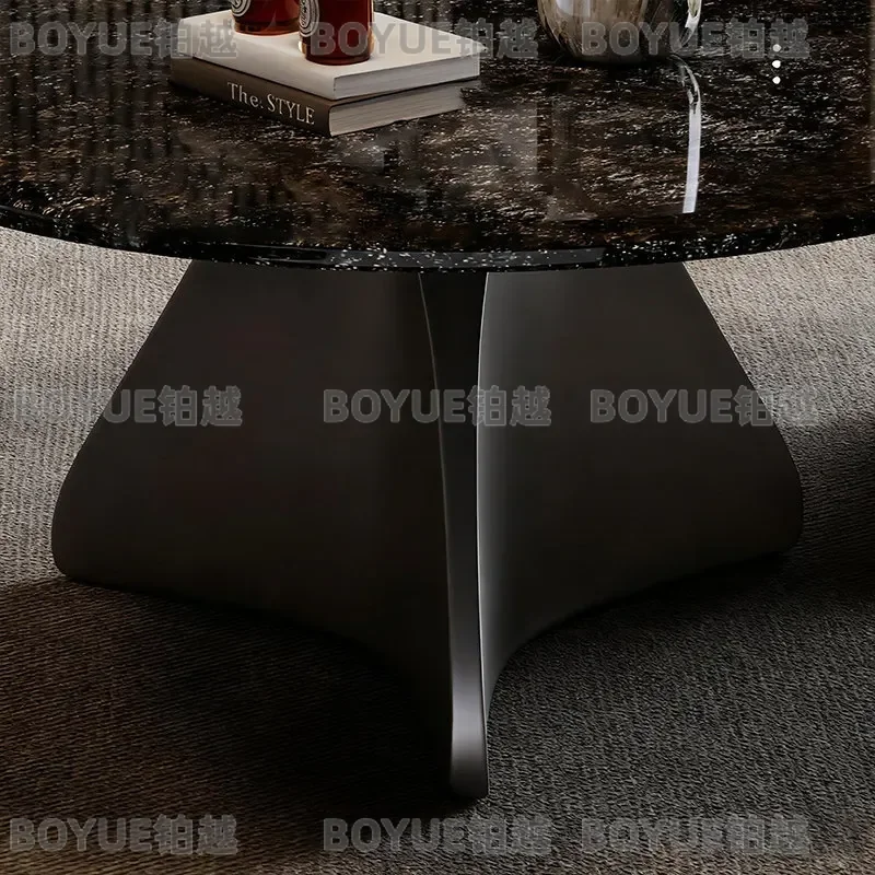 Фото Итальянский минималистичный кофейный столик из платинового мрамора с алмазной огранкой, для гостиной, в стиле легкой роскоши, для небольшой квартиры, комбинированный приставной столик №4