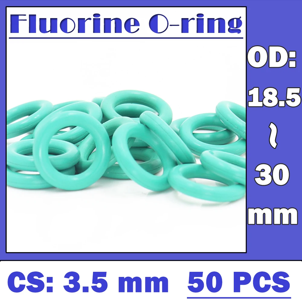 

CS3.5mm FKM Rubber O RING OD 18.5/26/27/28/29/30*3.5 mm 50PCS O-Ring Fluorine Gasket Oil seal Green ORing