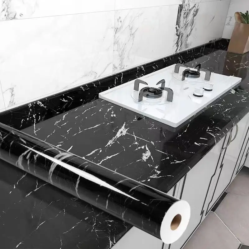 

Waterproof Vinyl Marble Wallpaper Kitchen Peel and Stick Self-Adhesive Wall Sticker For Wall Covering And Furniture Renovation