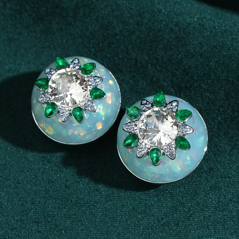 Синие стеклянные серьги STALAIT с подсолнухом