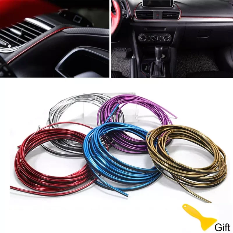 

Universal Car Moulding Decoration Flexible Strips 5M Interior Auto Mouldings Car Cover Trim Dashboard Door Car-styling