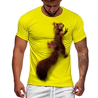 2022 new 3d printing t shirt men and women animals cute squirrel face fashion street sports breathable fitness short sleeves