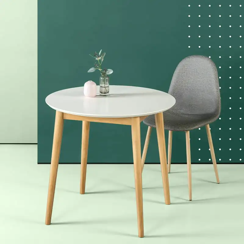 

32” Wood Dining Table, White/Beige