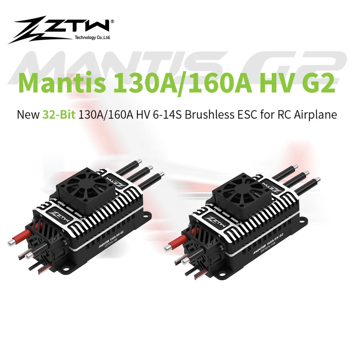 

ZTW Upgraded 32-Bit Mantis G2 130A/160A HV ESC 6-14S Brushless Speed Controller For RC Aircraft Airplane EDF Jet Fixed-wing