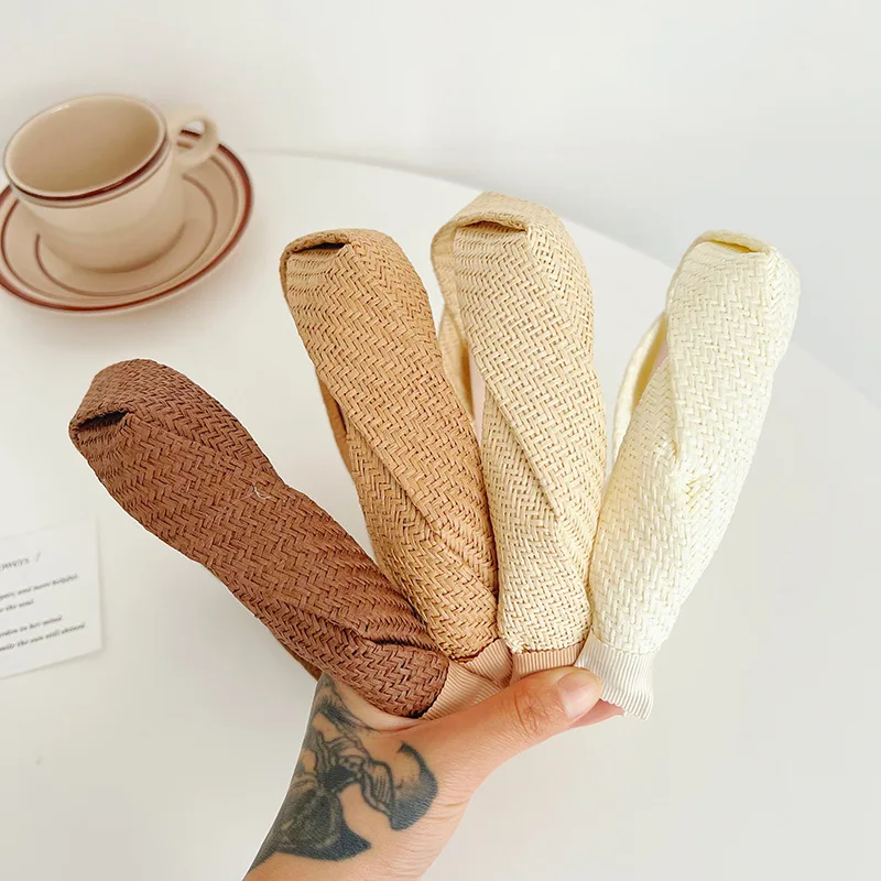 

Женская Соломенная повязка на голову Haimeikang Raffia, богемная Праздничная модная резинка для волос, обруч, аксессуары для волос