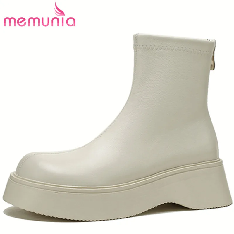 

Женские ботильоны из натуральной кожи, на молнии, на плоской подошве и платформе